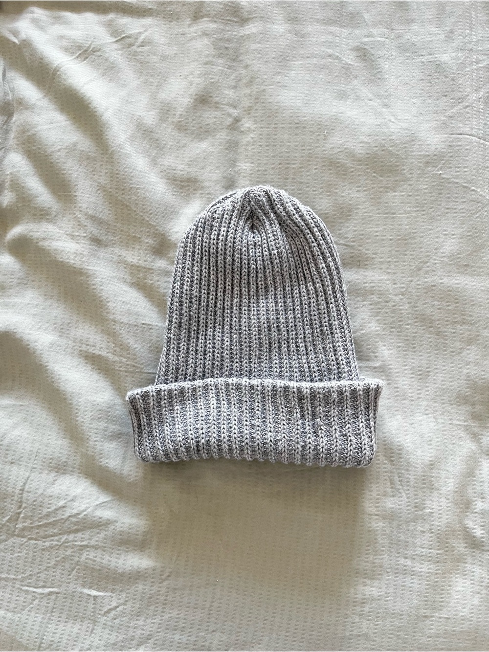 Classic Gray Ribbed Knit Beanie - Women's Hat